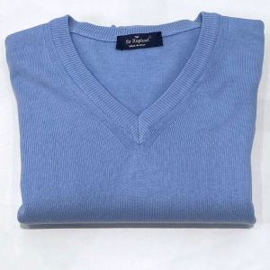 KERSO - Maglia Scollo V Regular Fit - CELESTE