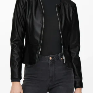 ONLY - Giubbino Ecopelle Zip - NERO
