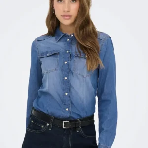 ONLY - Camicia Jeans - JEANS SCURO