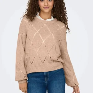 ONLY - Maglia traforata - CAMEL