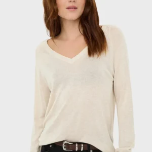 ONLY - Maglia V - BEIGE