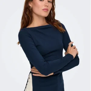 ONLY - T-Shirt scollo barca - BLU
