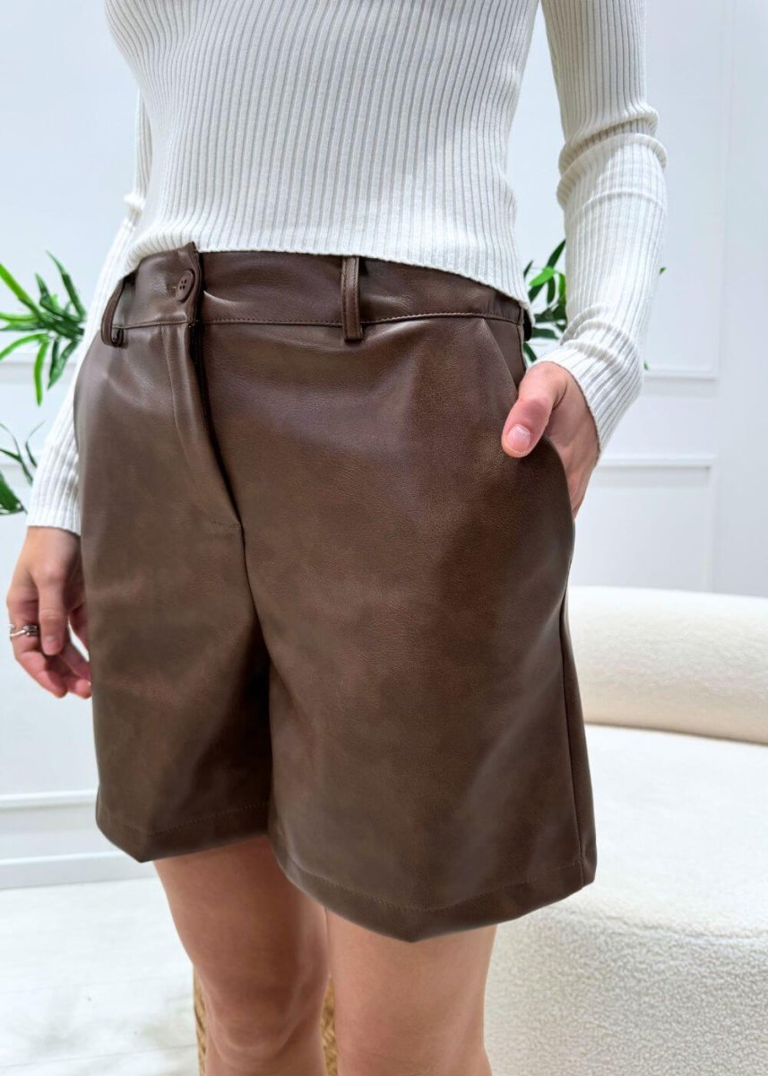 susy mix - bermuda ecopelle - tabacco - immagine 4