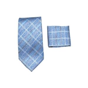 Cravatta con Fazzoletto - CELESTE