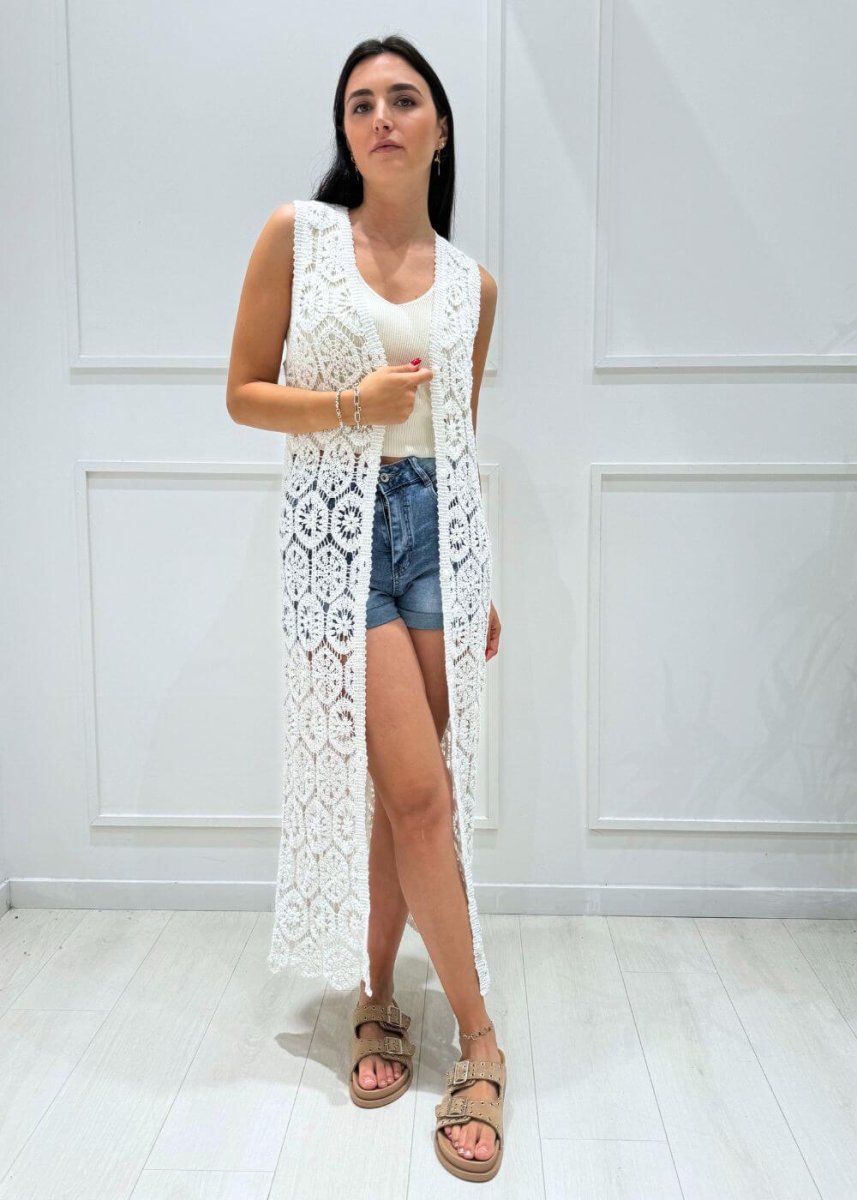 KERSO - Spolverino Smanicato Lungo - BIANCO