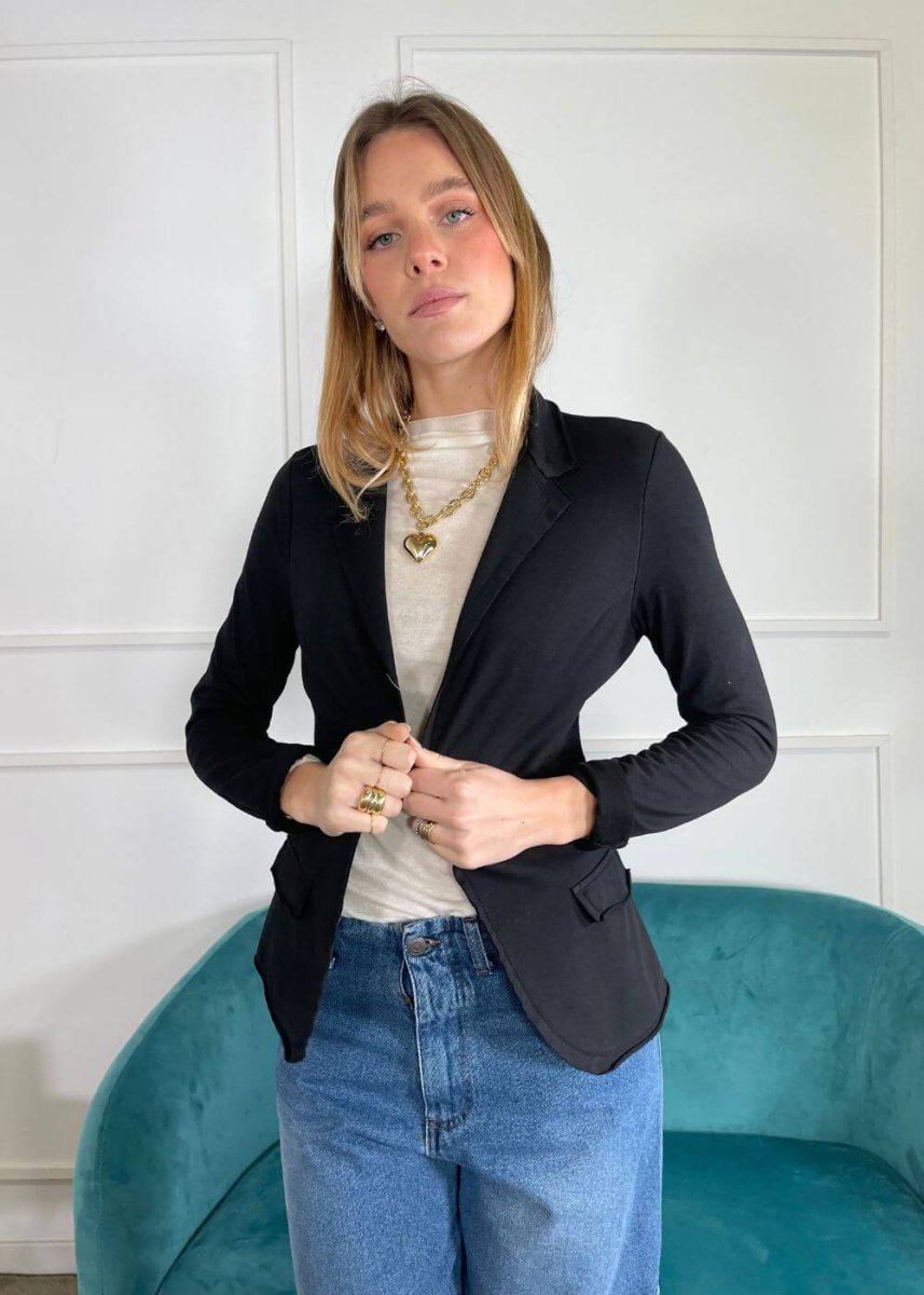 KERSO - Giacca Taglio Vivo 1 Bottone - NERO