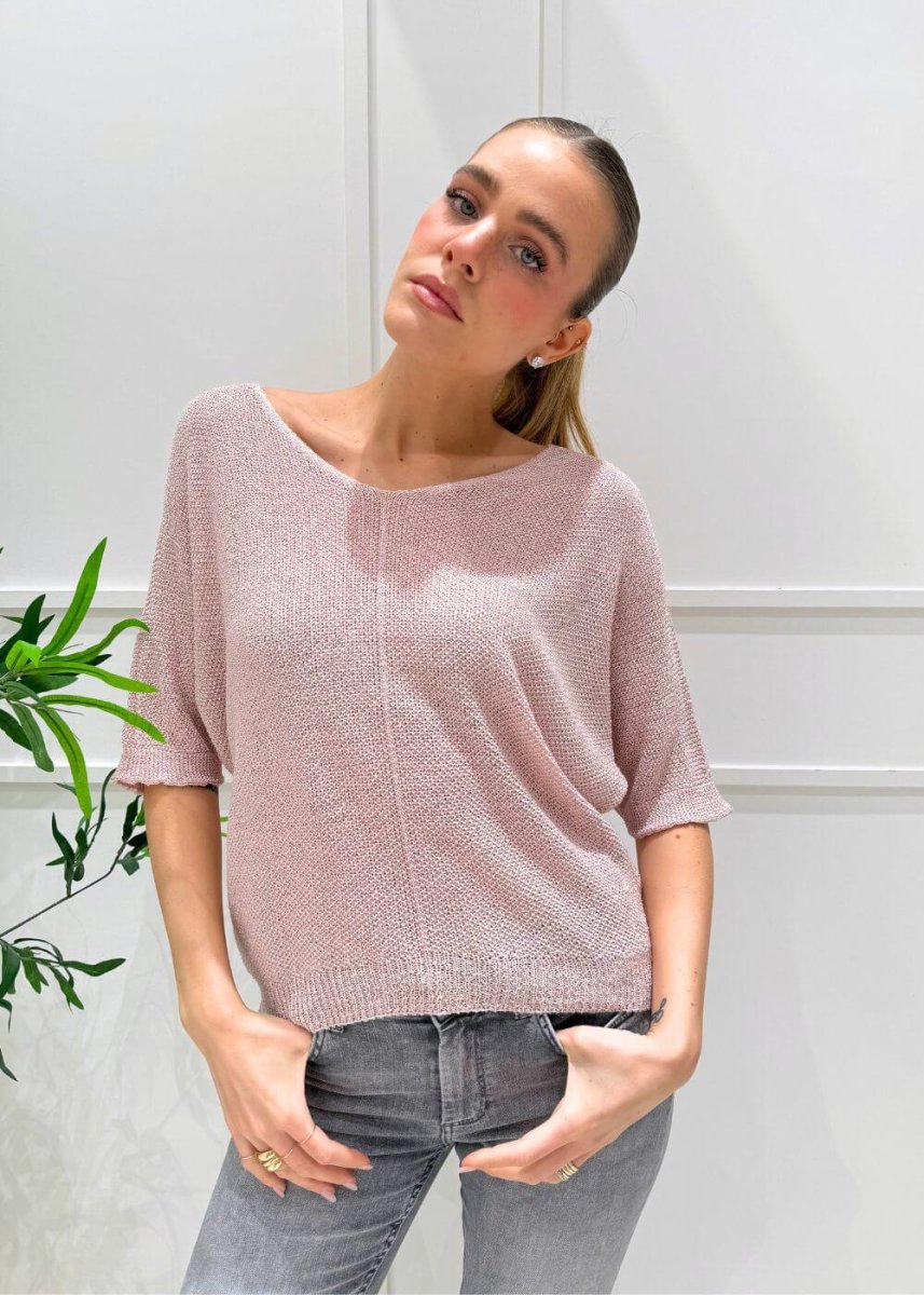 KERSO - Maglia V Lurex - ROSA