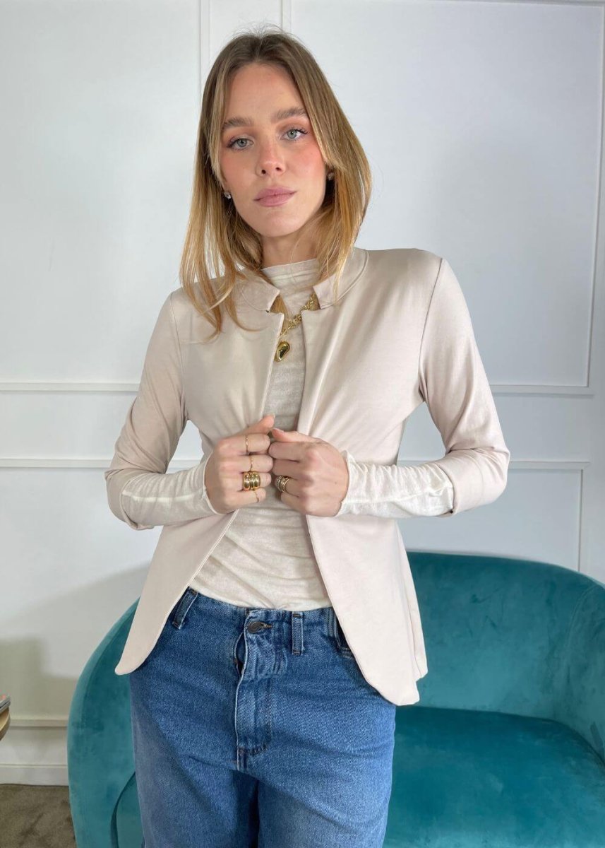 KERSO - Giacca Aperta Collo Coreana - BEIGE