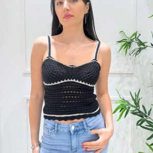 ONLY - Top Uncinetto - NERO