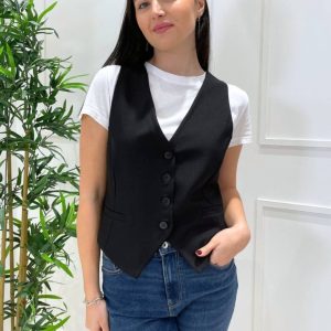 KERSO - Gilet 4 bottoni - NERO