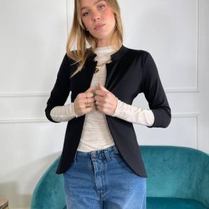 KERSO - Giacca Aperta Collo Coreana - NERO