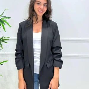 KERSO - Giacca Manica Arricciata - NERO