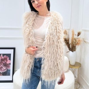 susy mix - gilet ecopelliccia - beige