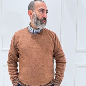 Maglia girocollo melange - CAMEL