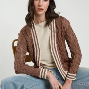SUSY MIX - Cardigan Trecce - TABACCO