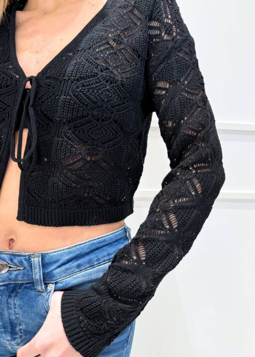 ONLY - Cardigan Corto Filo - NERO - immagine 3