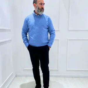 Maglia Girocollo Tinta Unita - CELESTE