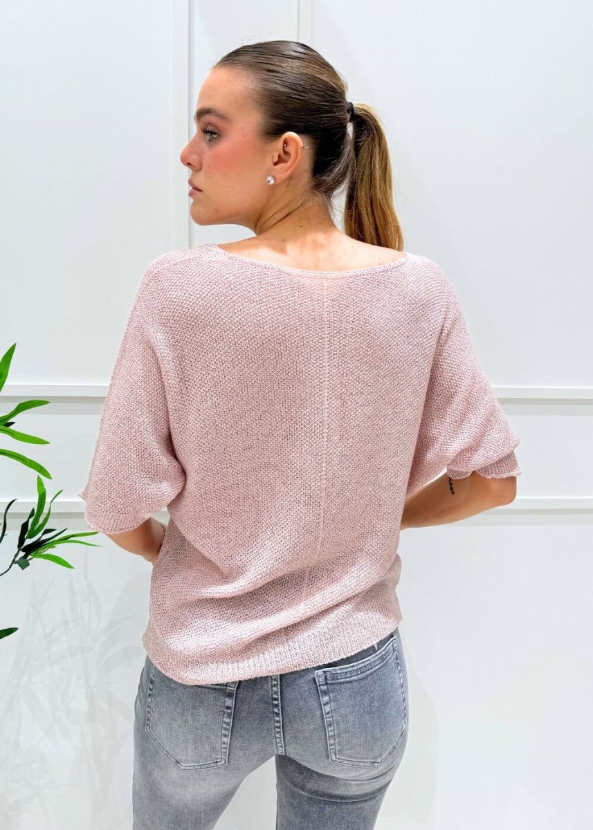 KERSO - Maglia V Lurex - ROSA - immagine 4