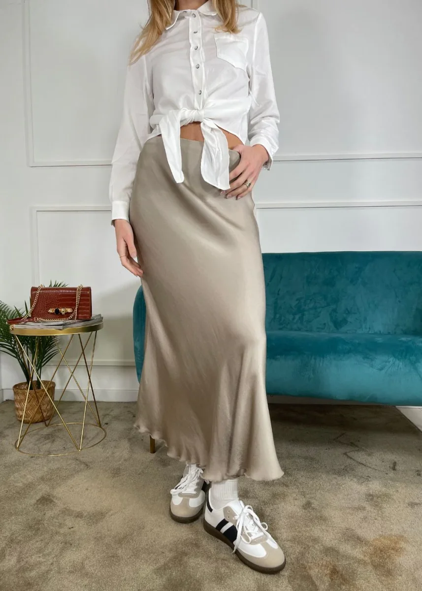 KERSO - Gonna Raso - BEIGE - immagine 4