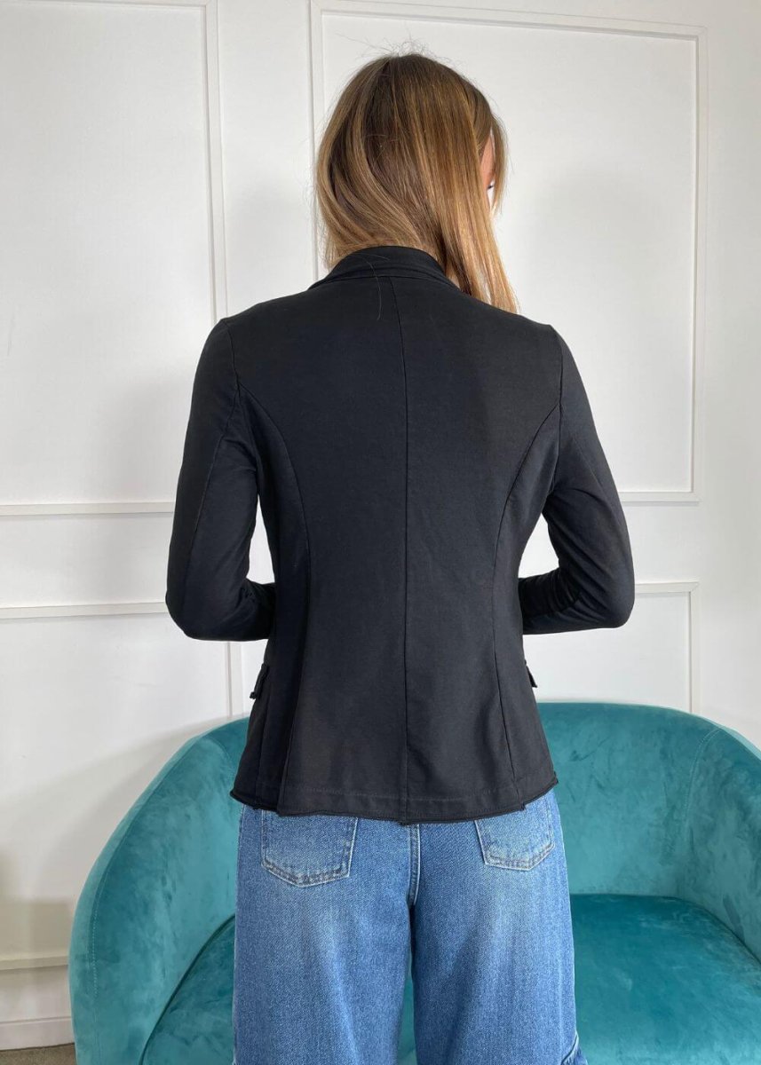 KERSO - Giacca Taglio Vivo 1 Bottone - NERO - immagine 4