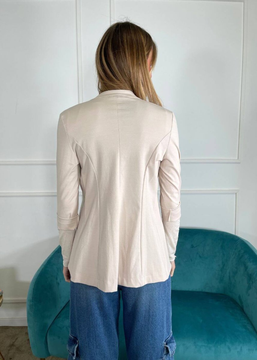 KERSO - Giacca Aperta Collo Coreana - BEIGE - immagine 4