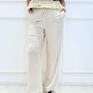 ONLY - Pantalone Lino - BEIGE