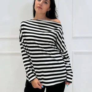 KERSO - Maglia S/Barca Righe - NERO