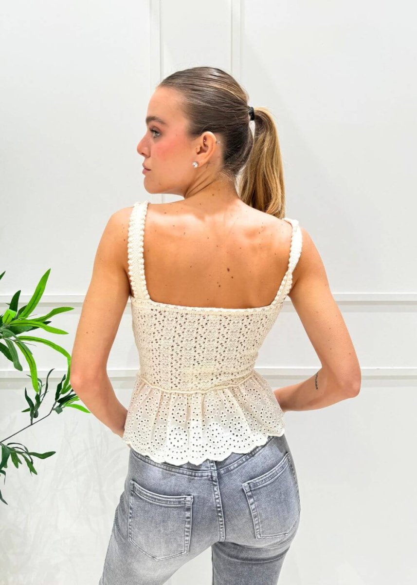 ONLY - Top Uncinetto - BEIGE - immagine 4