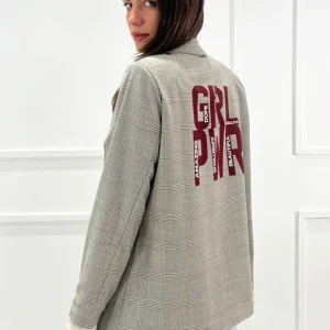 susy mix - giacca check - beige