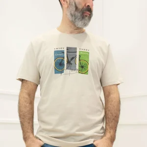 Coveri - T-Shirt m/m stampa bicicletta - BEIGE