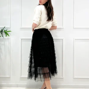 kerso - gonna tulle balze - nero