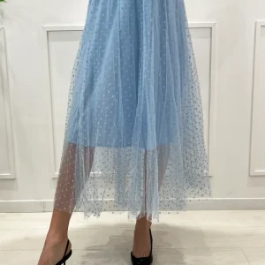 kerso - gonna tulle pois - celeste