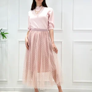 kerso - gonna tulle pois - rosa