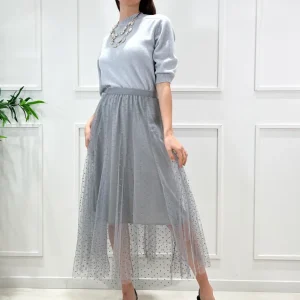 kerso - gonna tulle pois - grigio