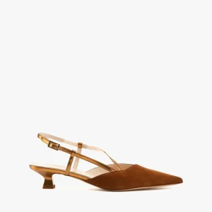 Slingback cuoio e bronzo