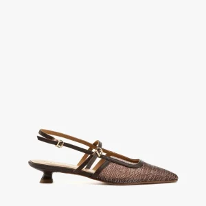 Slingback lurex marron