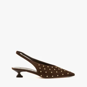 Slingback camoscio moro con borchie