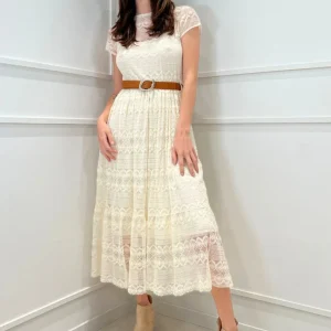 susy mix - abito pizzo - panna