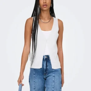 only - gilet maglia 1 bottone - bianco