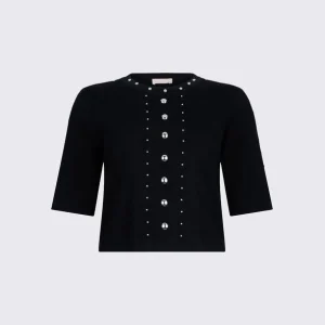 t-shirt in maglia con borchie