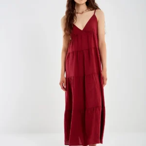 abito a balze in lino