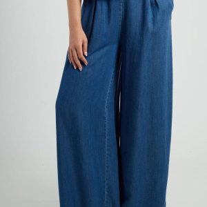 pantaloni in denim gamba larga