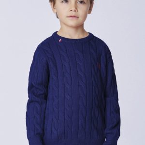 maglione a trecce girocollo