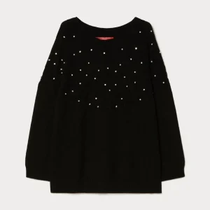 maglia in misto lana con strass