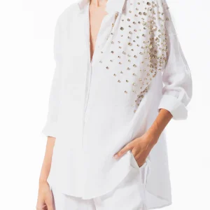 camicia lino con gioiello