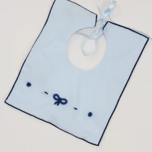 bavetta squadrata con fiocco ricamato in cotone