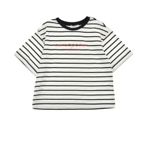 t-shirt a righe con logo