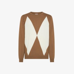 Maglione in lana e cotone a rombi