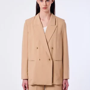 blazer doppiopetto in misto lino