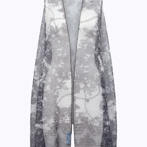 stola in tulle plissè a stampa pizzo